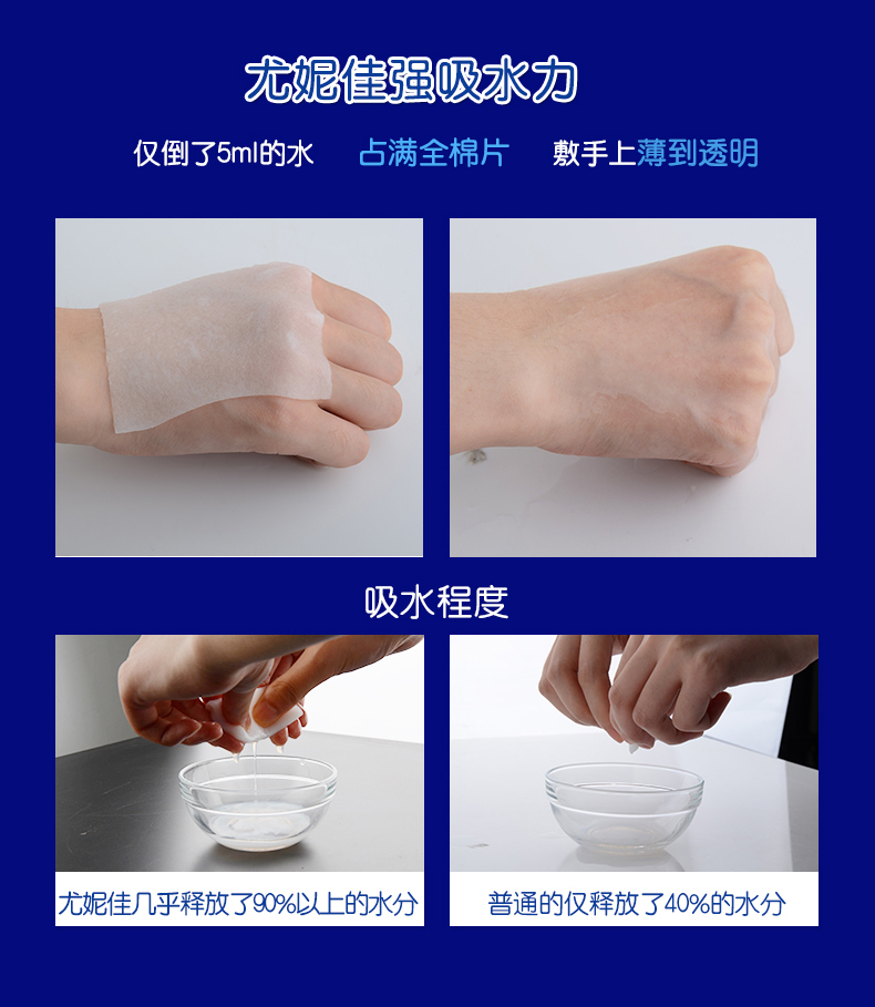 日本Unicharm尤妮佳1/2超省水化妆棉40枚4件装(图5)