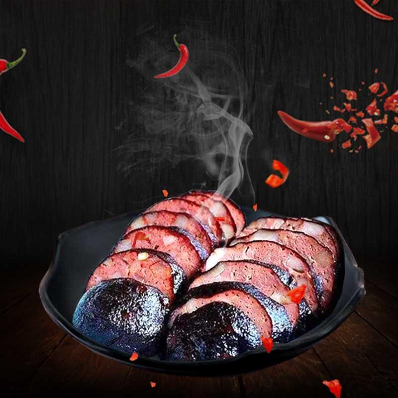 湖南特产正宗邵阳柴火猪血丸子手工自制农家血粑美食(图1)